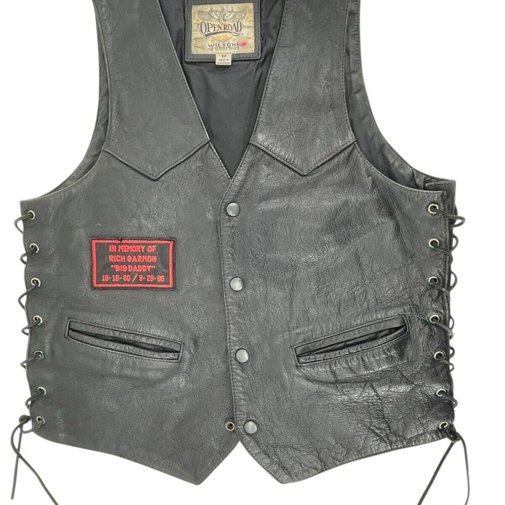 Open Road biker leather vest Size M vintage